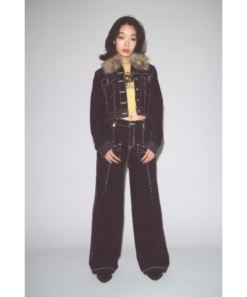 LAGUA GEM（ラグアジェム）の「STITCH COMPACT DENIM ジャケット（デニムジャケット・レディース・ブルー/ブラック・SMALL/MEDIUM）」の6枚目の写真