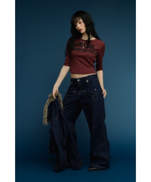LAGUA GEM（ラグアジェム）の「STITCH COMPACT DENIM ジャケット（デニムジャケット・レディース・ブルー/ブラック・SMALL/MEDIUM）」の8枚目の写真