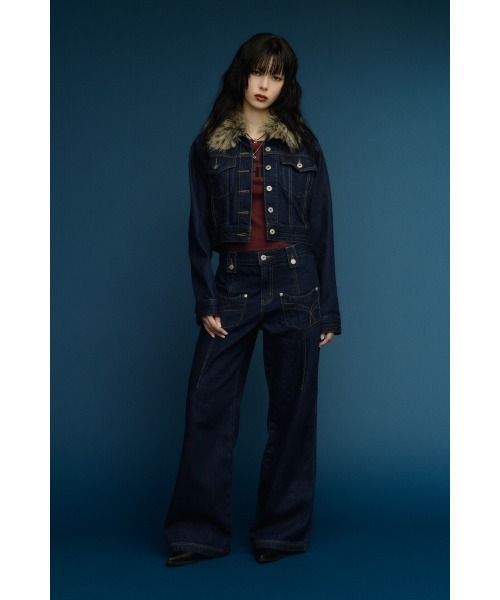 LAGUA GEM（ラグアジェム）の「STITCH COMPACT DENIM ジャケット（デニムジャケット・レディース・ブルー/ブラック・SMALL/MEDIUM）」の9枚目の写真