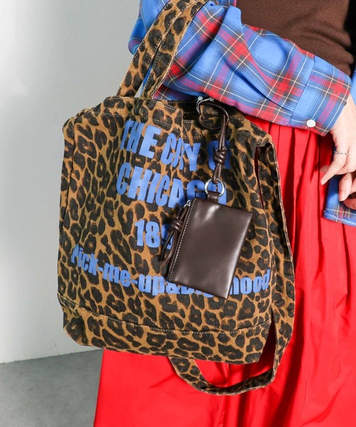 Three Four Time(スリーフォータイム)の「【casselini】WASHED LOGOBAG(トートバッグ・レディース・レオパード/ブラウン/グレー・FREE)」の3枚目の写真