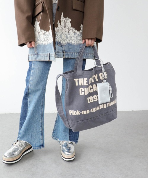 Three Four Time(スリーフォータイム)の「【casselini】WASHED LOGOBAG(トートバッグ・レディース・レオパード/ブラウン/グレー・FREE)」の4枚目の写真