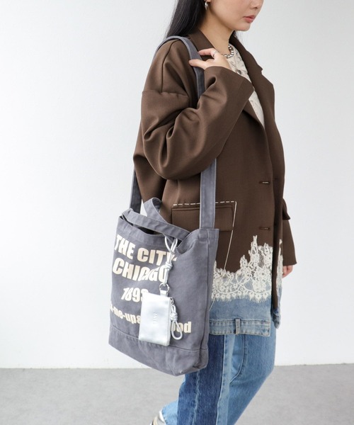 Three Four Time(スリーフォータイム)の「【casselini】WASHED LOGOBAG(トートバッグ・レディース・レオパード/ブラウン/グレー・FREE)」の5枚目の写真