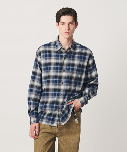 MONKEY TIME(モンキータイム)の「ブラッシュド オンブレチェック レギュラーカラー シャツ(シャツ/ブラウス・メンズ・ネイビー/ブラック・S/M/L/XL)」の13枚目の写真