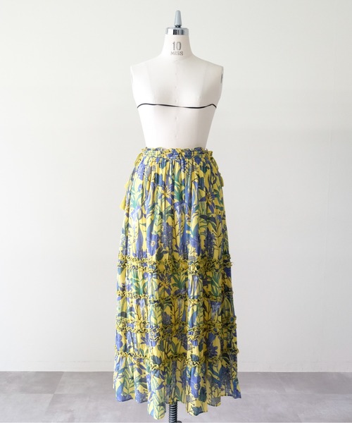 DOLLUPOOPS(ドールアップウップス)の「Lily Print Tiered Skirt(リリープリントティアードスカート)(スカート・レディース・チャコール/イエロー・FREE)」の13枚目の写真