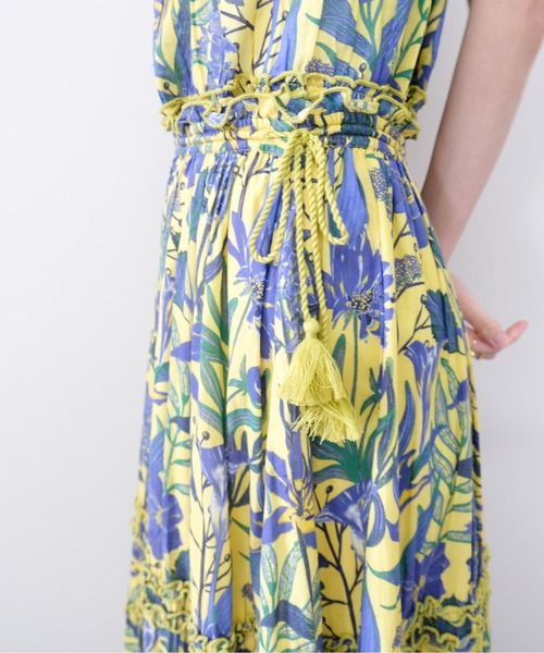 DOLLUPOOPS(ドールアップウップス)の「Lily Print Tiered Skirt(リリープリントティアードスカート)(スカート・レディース・チャコール/イエロー・FREE)」の10枚目の写真
