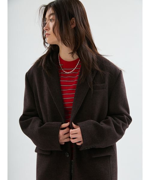 emmi(エミ)の「マルチボーダーロングスリーブニット(ニット/セーター・レディース・ブラウン/レッド/ネイビー・F)」の16枚目の写真