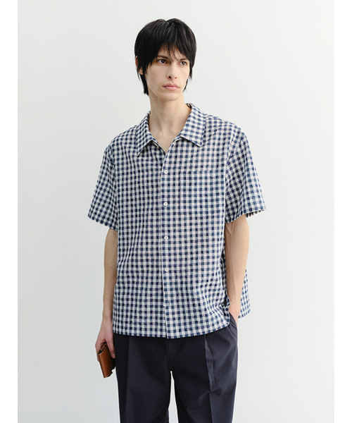 DUNST FOR MEN(ダンストフォーメン)の「CHECKED PAJAMA SHIRT_UNISEX_UDSH6B133_NAVY CHECK(シャツ/ブラウス・メンズ・ネイビー・X-SMALL/SMALL/MEDIUM/LARGE/X-LARGE)」の2枚目の写真