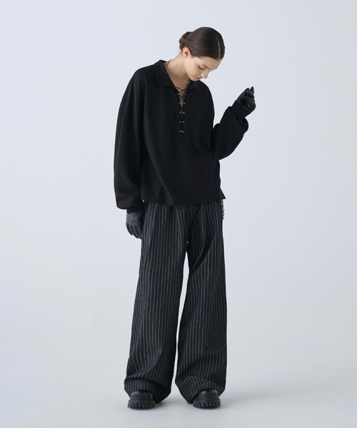 soerte(ソエルテ)の「Wide Buggy Vintage Like Denim Pants (Stripe) / ワイドバギーヴィンテージライクデニムパンツ (ストライプ)(デニムパンツ・メンズ・ブラック・0/3/2/1)」の3枚目の写真