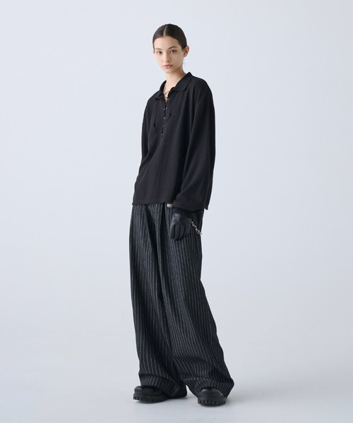 soerte(ソエルテ)の「Wide Buggy Vintage Like Denim Pants (Stripe) / ワイドバギーヴィンテージライクデニムパンツ (ストライプ)(デニムパンツ・メンズ・ブラック・0/3/2/1)」の9枚目の写真