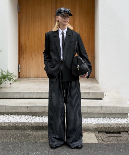 soerte(ソエルテ)の「Wide Buggy Vintage Like Denim Pants (Stripe) / ワイドバギーヴィンテージライクデニムパンツ (ストライプ)(デニムパンツ・メンズ・ブラック・0/3/2/1)」の4枚目の写真
