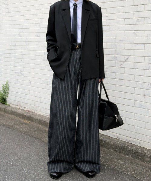 soerte(ソエルテ)の「Wide Buggy Vintage Like Denim Pants (Stripe) / ワイドバギーヴィンテージライクデニムパンツ (ストライプ)(デニムパンツ・メンズ・ブラック・0/3/2/1)」の13枚目の写真