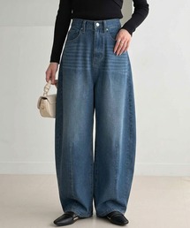 【S-LLサイズ展開】バレルレッグワイドカーブデニムパンツ