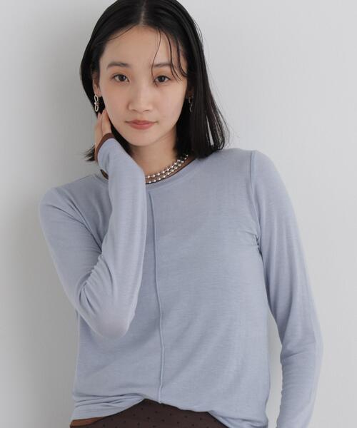 NANO universe(ナノユニバース)の「レイヤードライク配色ソフトタッチカットロングスリーブトップス(Tシャツ/カットソー・レディース・ブルー/ライトベージュ/ブラック・FREE)」の3枚目の写真