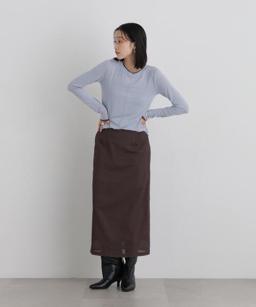 NANO universe(ナノユニバース)の「レイヤードライク配色ソフトタッチカットロングスリーブトップス(Tシャツ/カットソー・レディース・ブルー/ライトベージュ/ブラック・FREE)」の14枚目の写真