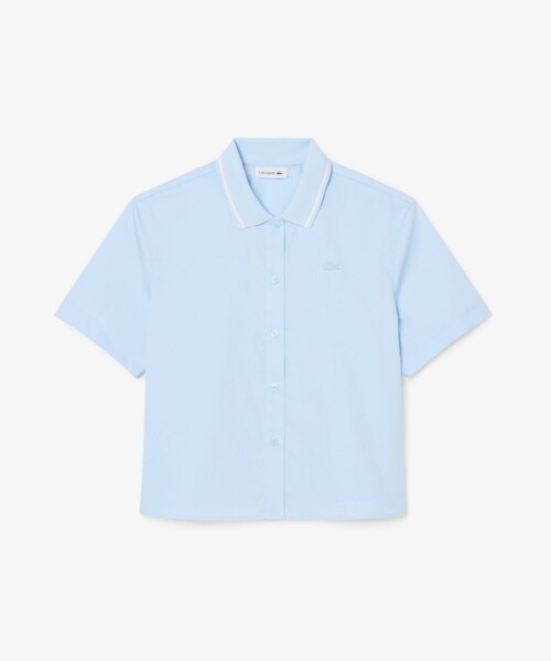 LACOSTE(ラコステ)の「ラインカラーワイドシルエットシャツ(シャツ/ブラウス・レディース・オフホワイト/ライトブルー・38/36)」の2枚目の写真