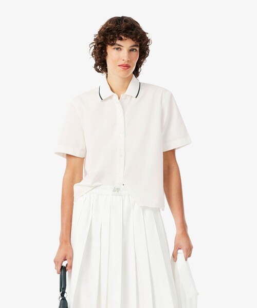 LACOSTE(ラコステ)の「ラインカラーワイドシルエットシャツ(シャツ/ブラウス・レディース・オフホワイト/ライトブルー・38/36)」の3枚目の写真