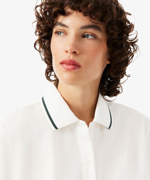 LACOSTE(ラコステ)の「ラインカラーワイドシルエットシャツ(シャツ/ブラウス・レディース・オフホワイト/ライトブルー・38/36)」の4枚目の写真