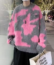 アブストラクト柄ニット