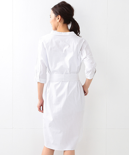 BEAMS LIGHTS Women's（ビームスライツ ウィメンズ）の「BEAMS LIGHTS / フェザーコットン ハーフスリーブ ワンピース（ワンピース・レディース・オリーブ/その他1・38/36）」の7枚目の写真