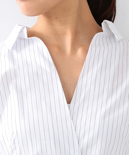 BEAMS LIGHTS Women's（ビームスライツ ウィメンズ）の「BEAMS LIGHTS / フェザーコットン ハーフスリーブ ワンピース（ワンピース・レディース・オリーブ/その他1・38/36）」の9枚目の写真