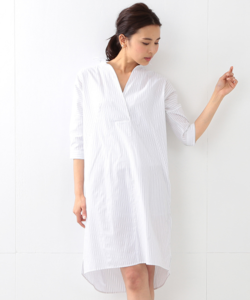 BEAMS LIGHTS Women's（ビームスライツ ウィメンズ）の「BEAMS LIGHTS / フェザーコットン ハーフスリーブ ワンピース（ワンピース・レディース・オリーブ/その他1・38/36）」の14枚目の写真