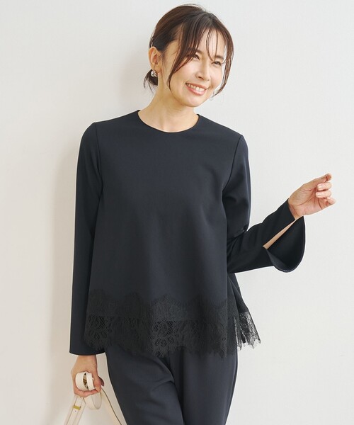 UNFILO(アンフィーロ)の「【セットアップ着用可】BEAUTY MOVE レースブラウス(シャツ/ブラウス・レディース・ダークブラウン系/ネイビー系/ライトグレー系/ブラック系・LARGE/MEDIUM/SMALL)」の4枚目の写真