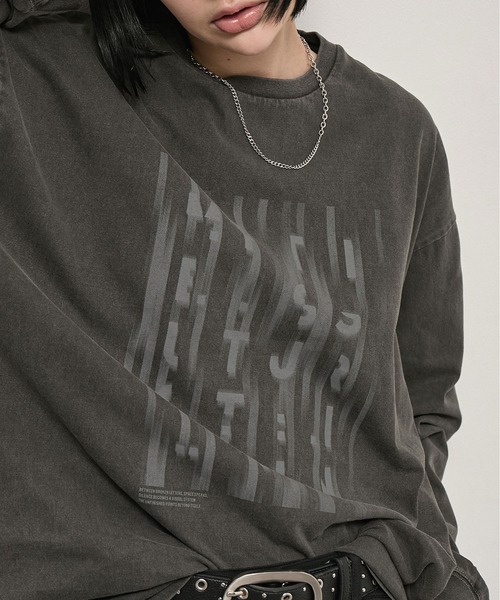 Alfred Alex(アルフレッドアレックス)の「【Alfred Alex】Vintage Typography L/S Tee / ヴィンテージライク ビッグシルエット ロゴグラフィックロンT(Tシャツ/カットソー・メンズ・ブラック系/杢グレー/オリーブ/ブラック/ダークブラウン・L/M)」の10枚目の写真