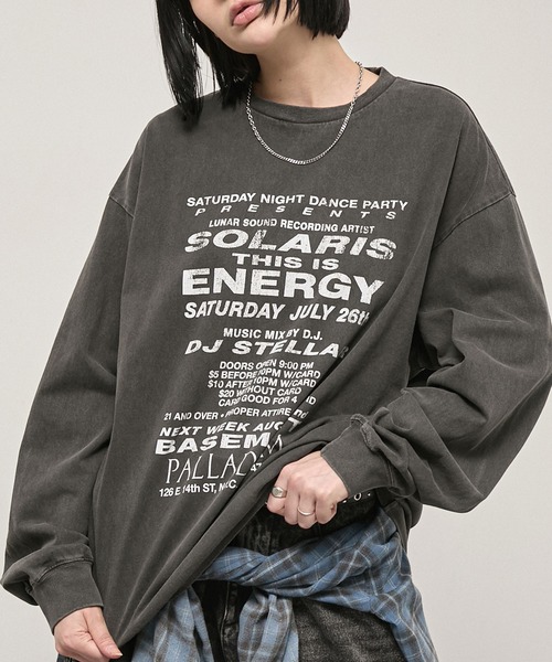 Alfred Alex(アルフレッドアレックス)の「【Alfred Alex】Vintage Typography L/S Tee / ヴィンテージライク ビッグシルエット ロゴグラフィックロンT(Tシャツ/カットソー・メンズ・ブラック系/杢グレー/オリーブ/ブラック/ダークブラウン・L/M)」の12枚目の写真