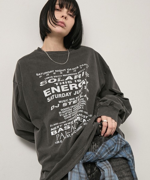 Alfred Alex(アルフレッドアレックス)の「【Alfred Alex】Vintage Typography L/S Tee / ヴィンテージライク ビッグシルエット ロゴグラフィックロンT(Tシャツ/カットソー・メンズ・ブラック系/杢グレー/オリーブ/ブラック/ダークブラウン・L/M)」の13枚目の写真