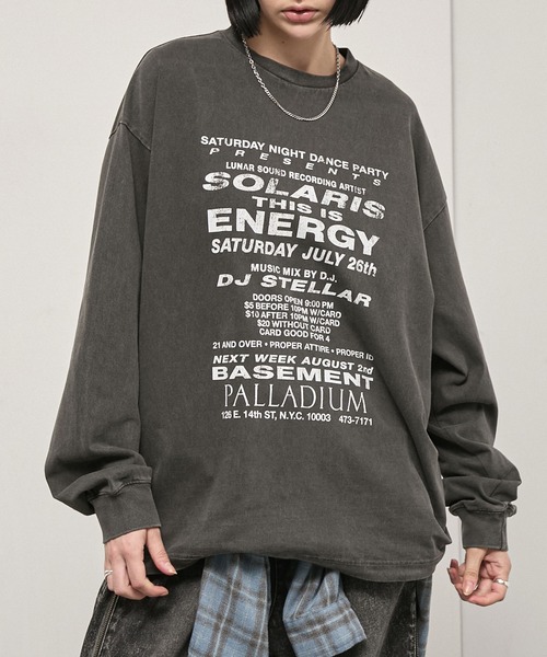 Alfred Alex(アルフレッドアレックス)の「【Alfred Alex】Vintage Typography L/S Tee / ヴィンテージライク ビッグシルエット ロゴグラフィックロンT(Tシャツ/カットソー・メンズ・ブラック系/杢グレー/オリーブ/ブラック/ダークブラウン・L/M)」の14枚目の写真