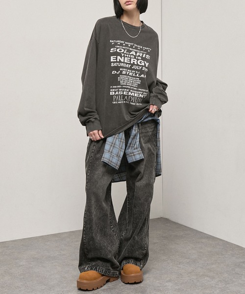 Alfred Alex(アルフレッドアレックス)の「【Alfred Alex】Vintage Typography L/S Tee / ヴィンテージライク ビッグシルエット ロゴグラフィックロンT(Tシャツ/カットソー・メンズ・ブラック系/杢グレー/オリーブ/ブラック/ダークブラウン・L/M)」の17枚目の写真