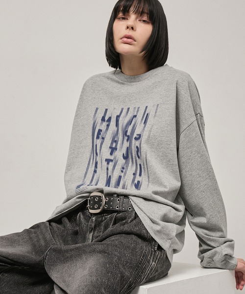 Alfred Alex(アルフレッドアレックス)の「【Alfred Alex】Vintage Typography L/S Tee / ヴィンテージライク ビッグシルエット ロゴグラフィックロンT(Tシャツ/カットソー・メンズ・ブラック系/杢グレー/オリーブ/ブラック/ダークブラウン・L/M)」の19枚目の写真