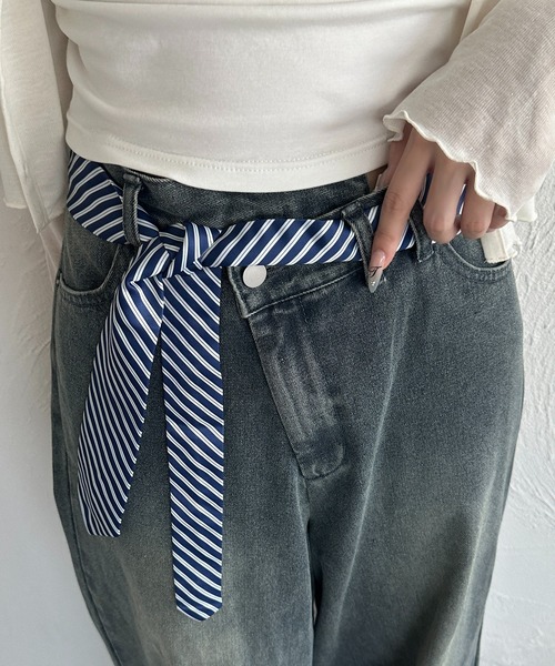 apres jour mignon(アプレジュールミニョン)の「【apresjour mignon×ARIAZ】ネクタイベルト(ベルト・レディース・ネイビー/ブラック・ONESIZE)」の1枚目の写真