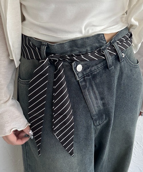 apres jour mignon(アプレジュールミニョン)の「【apresjour mignon×ARIAZ】ネクタイベルト(ベルト・レディース・ネイビー/ブラック・ONESIZE)」の2枚目の写真