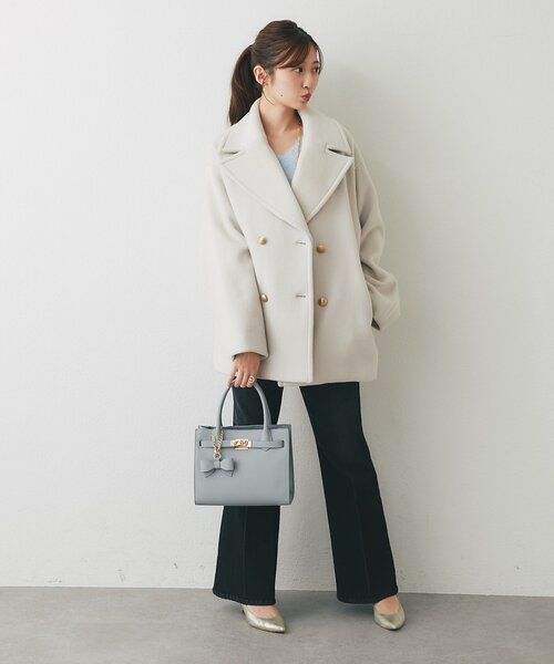 La boutique BonBon（ラブティックボンボン）の「【miki監修・最強デートBAG】レザーワイドトートバッグ（トートバッグ・レディース・ライトグレー/ブラック/グレー系その他・FREE）」の14枚目の写真