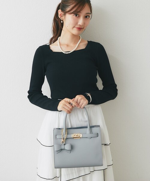 La boutique BonBon（ラブティックボンボン）の「【miki監修・最強デートBAG】レザーワイドトートバッグ（トートバッグ・レディース・ライトグレー/ブラック/グレー系その他・FREE）」の15枚目の写真