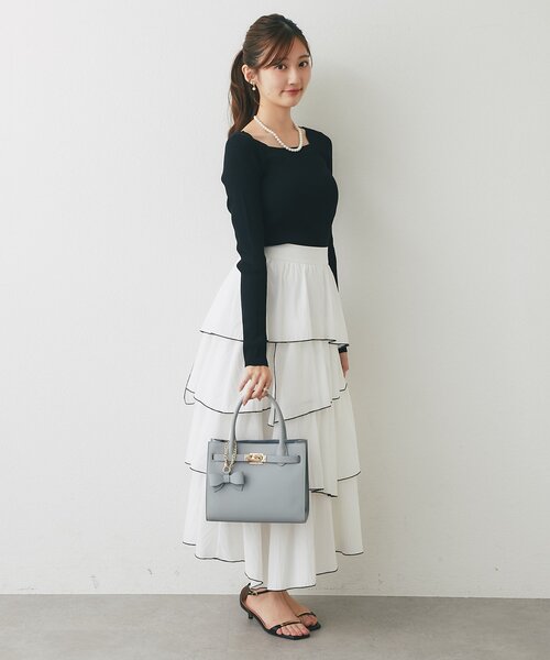 La boutique BonBon（ラブティックボンボン）の「【miki監修・最強デートBAG】レザーワイドトートバッグ（トートバッグ・レディース・ライトグレー/ブラック/グレー系その他・FREE）」の16枚目の写真