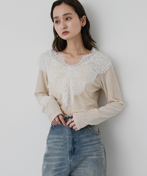 SENSE OF PLACE by URBAN RESEARCH(センスオブプレイスバイアーバンリサーチ)の「ヒラヒラレースベロアトップ(その他トップス・レディース・ブラウン/ブラック/アイボリー・ONE)」の16枚目の写真