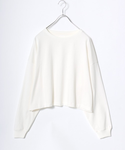 HANES（ヘインズ）の「Hanes（ヘインズ）1P クロップドワイドシルエットロンT SHIRO for HER/白 ホワイト 無地 長袖Tシャツ（Tシャツ/カットソー・レディース・ホワイト・FREE）」の6枚目の写真