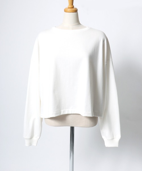 HANES（ヘインズ）の「Hanes（ヘインズ）1P クロップドワイドシルエットロンT SHIRO for HER/白 ホワイト 無地 長袖Tシャツ（Tシャツ/カットソー・レディース・ホワイト・FREE）」の9枚目の写真