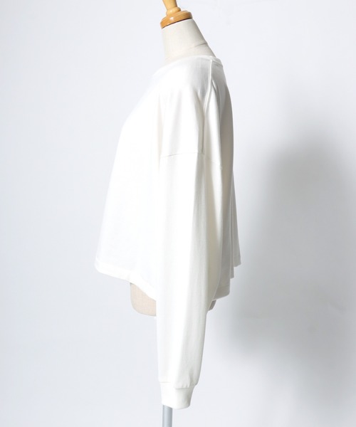 HANES（ヘインズ）の「Hanes（ヘインズ）1P クロップドワイドシルエットロンT SHIRO for HER/白 ホワイト 無地 長袖Tシャツ（Tシャツ/カットソー・レディース・ホワイト・FREE）」の8枚目の写真