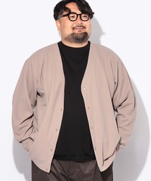 カーディガン 長袖 メンズ 大きいサイズ ドット 釦 ボタン カルゼジョーゼット B&T CLUB (ビーアンドティークラブ)