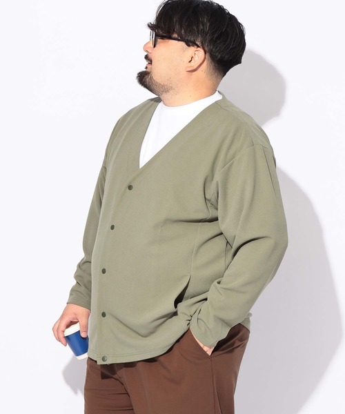 B&T CLUB(ビーティークラブ)の「カーディガン 長袖 メンズ 大きいサイズ ドット 釦 ボタン カルゼジョーゼット B&T CLUB (ビーアンドティークラブ)(カーディガン/ボレロ・メンズ・カーキ/ベージュ/ブラック・X1(3L~4L)/X2(4L~5L))」の3枚目の写真