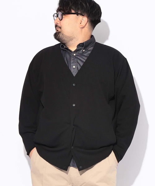 B&T CLUB(ビーティークラブ)の「カーディガン 長袖 メンズ 大きいサイズ ドット 釦 ボタン カルゼジョーゼット B&T CLUB (ビーアンドティークラブ)(カーディガン/ボレロ・メンズ・カーキ/ベージュ/ブラック・X1(3L~4L)/X2(4L~5L))」の1枚目の写真