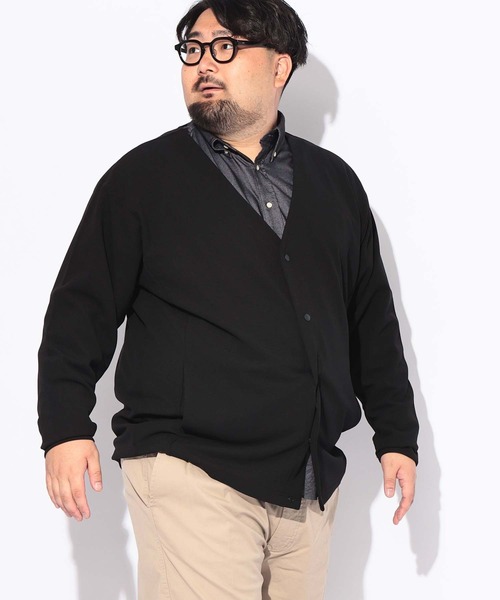B&T CLUB(ビーティークラブ)の「カーディガン 長袖 メンズ 大きいサイズ ドット 釦 ボタン カルゼジョーゼット B&T CLUB (ビーアンドティークラブ)(カーディガン/ボレロ・メンズ・カーキ/ベージュ/ブラック・X1(3L~4L)/X2(4L~5L))」の12枚目の写真