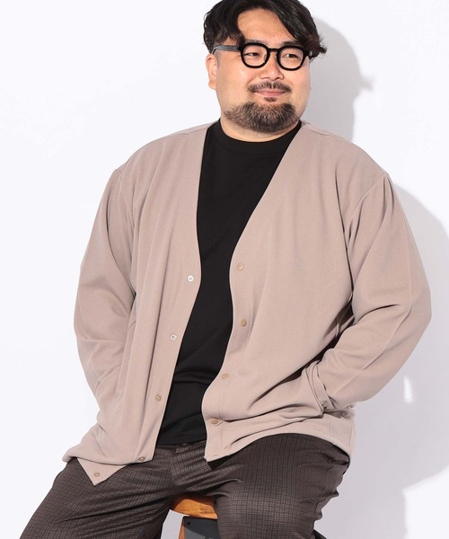 B&T CLUB(ビーティークラブ)の「カーディガン 長袖 メンズ 大きいサイズ ドット 釦 ボタン カルゼジョーゼット B&T CLUB (ビーアンドティークラブ)(カーディガン/ボレロ・メンズ・カーキ/ベージュ/ブラック・X1(3L~4L)/X2(4L~5L))」の14枚目の写真