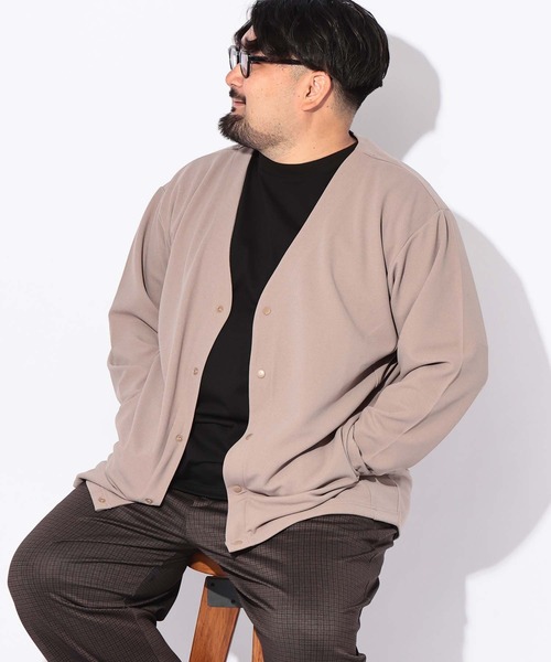 B&T CLUB(ビーティークラブ)の「カーディガン 長袖 メンズ 大きいサイズ ドット 釦 ボタン カルゼジョーゼット B&T CLUB (ビーアンドティークラブ)(カーディガン/ボレロ・メンズ・カーキ/ベージュ/ブラック・X1(3L~4L)/X2(4L~5L))」の15枚目の写真
