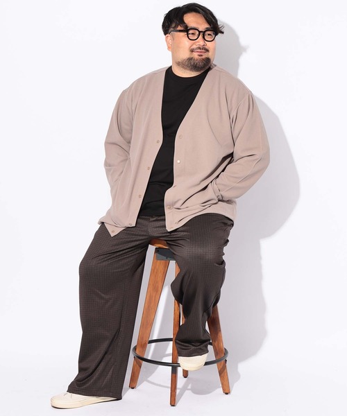 B&T CLUB(ビーティークラブ)の「カーディガン 長袖 メンズ 大きいサイズ ドット 釦 ボタン カルゼジョーゼット B&T CLUB (ビーアンドティークラブ)(カーディガン/ボレロ・メンズ・カーキ/ベージュ/ブラック・X1(3L~4L)/X2(4L~5L))」の16枚目の写真