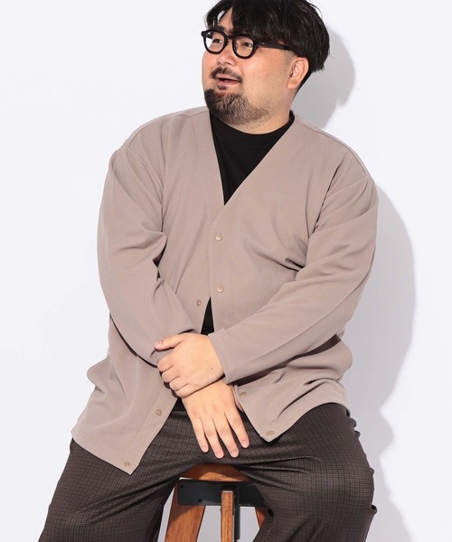 B&T CLUB(ビーティークラブ)の「カーディガン 長袖 メンズ 大きいサイズ ドット 釦 ボタン カルゼジョーゼット B&T CLUB (ビーアンドティークラブ)(カーディガン/ボレロ・メンズ・カーキ/ベージュ/ブラック・X1(3L~4L)/X2(4L~5L))」の18枚目の写真