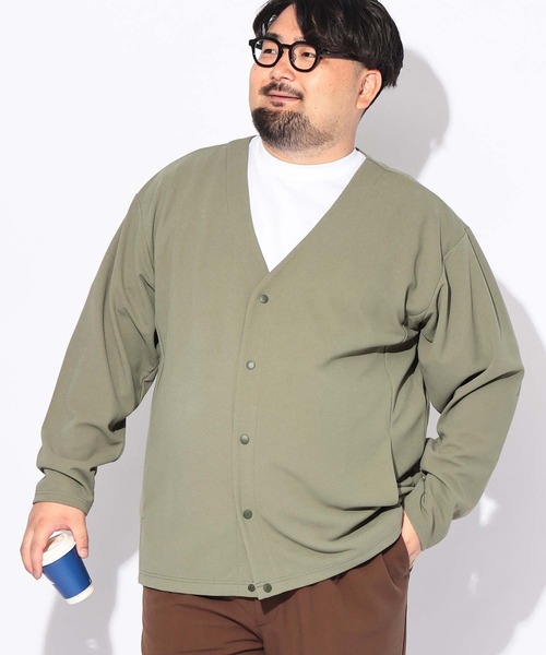B&T CLUB(ビーティークラブ)の「カーディガン 長袖 メンズ 大きいサイズ ドット 釦 ボタン カルゼジョーゼット B&T CLUB (ビーアンドティークラブ)(カーディガン/ボレロ・メンズ・カーキ/ベージュ/ブラック・X1(3L~4L)/X2(4L~5L))」の7枚目の写真